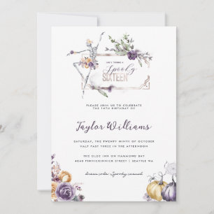 Invitación Floral Gótico Dieciséis Espeluznantes