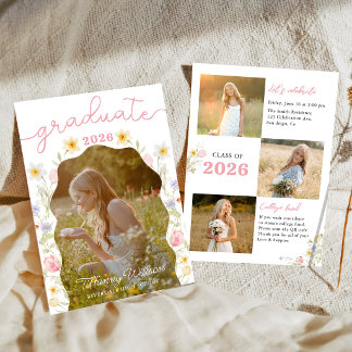 Invitación Floral Graduation Announcement Photo Invitation