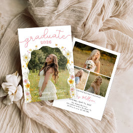 Invitación Floral Graduation Party Photo Invitation