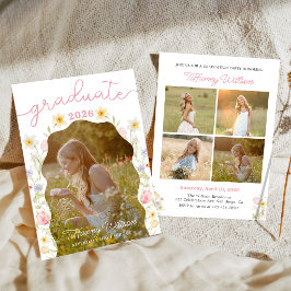 Invitación Floral Graduation Party Photo Invitation