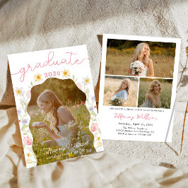 Invitación Floral Graduation Party Photo Invitation