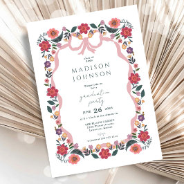 Invitación Floral Graduation Party Ribbon Frame