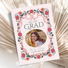 Invitación Floral Graduation Photo Elegant Grad