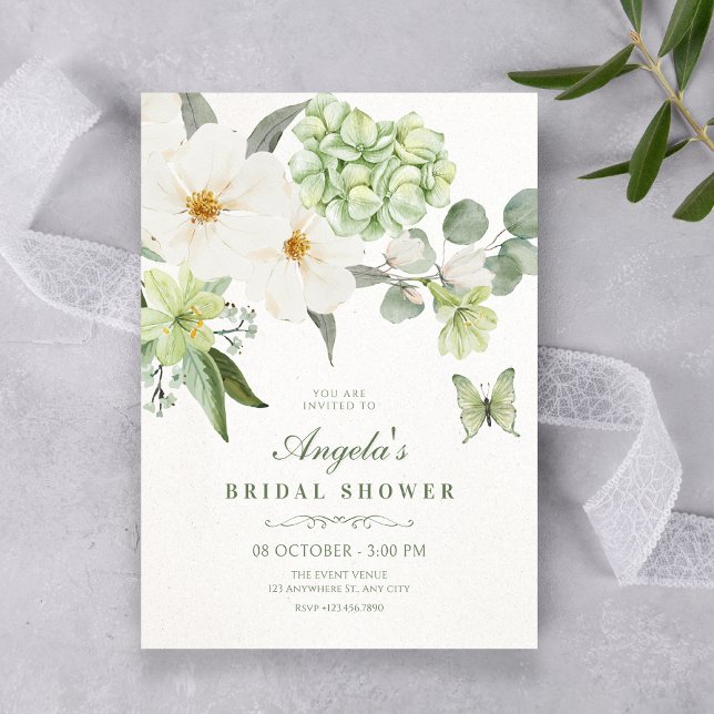 Invitación Floral green bridal shower (Subido por el creador)