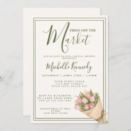 Invitación Floral Green Fresh Off The Market Bridal Shower 
