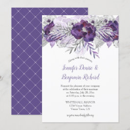 Invitación floral gris de lavanda ultravioleta