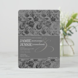 Invitación Floral gris oscuro
