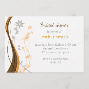 Invitación floral gris y ámbar