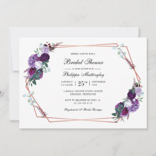 Invitación Floral Guión Geométrico Botánico Ducha Nupcial