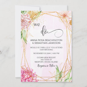 Invitación *~* Floral HACEMOS Boda RSVP AR15 QR geométrico