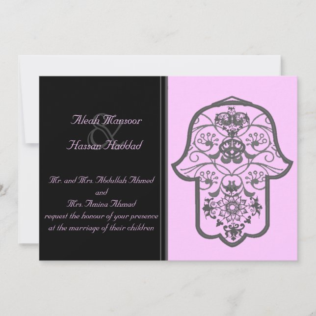 Invitación Floral Hamsa (original) (Boda) (Anverso)