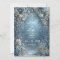 Floral Helada Blanca Azul Carámbano Boda de Invier