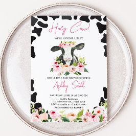 Invitación Floral Holy Cow Baby Shower