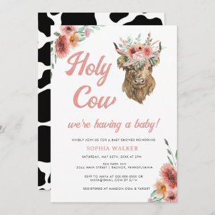 Invitación Floral Holy Cow Western Baby Shower