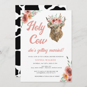 Invitación Floral Holy Cow Western Bridal Shower