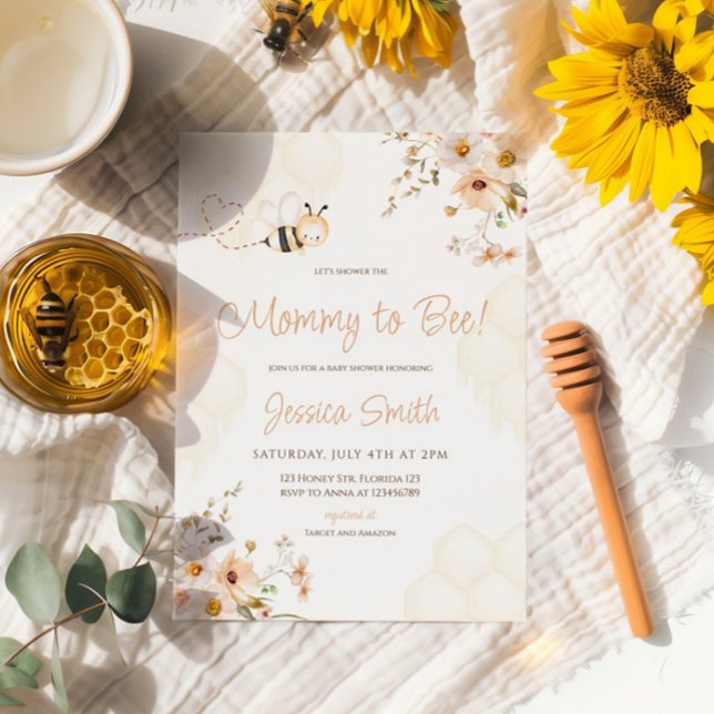 Invitación Floral Honey Bumble Bee Baby Shower (Subido por el creador)