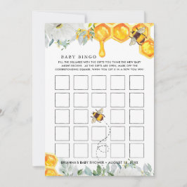 Invitación Floral Honeycomb | Bee Baby Shower Bingo Card