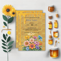 Floral Honeycomb Honeybee Honey Drip Baby Shower
