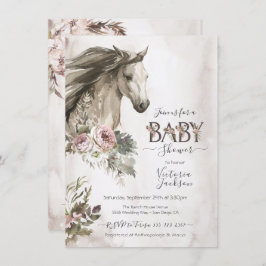 Invitación Floral Horse Ranch Baby Shower