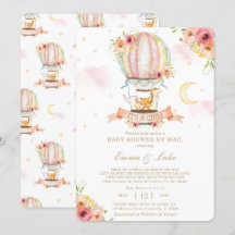 Floral Hot Air Balloon Animals Baby Shower por cor