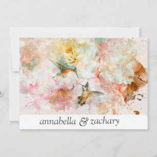 Invitación *~* Floral Hummingbird FOTO QR RSVP AR26 BODA