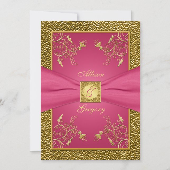 Invitación floral IMPRESA de la boda del oro del (Anverso)