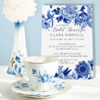 Floral Influencia Asiática Azul Bridal Ducha Azul 