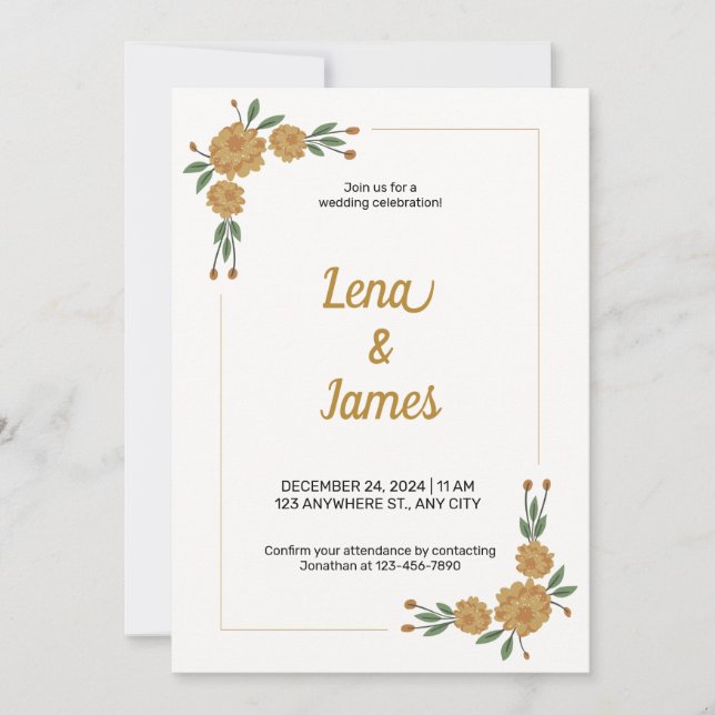 Invitación Floral inmadura y romántica (Anverso)