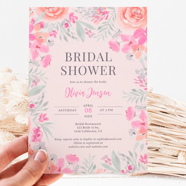 Invitación Floral jardín botánico de durazno rosa ducha de no (Subido por el creador)