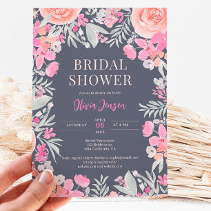 Invitación Floral jardín botánico de durazno rosa ducha de no