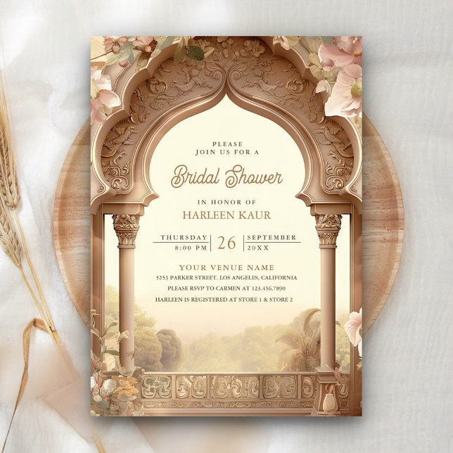 Invitación Floral Jardín Elefante Palacio Indio Ducha Bridal (Subido por el creador)
