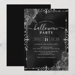 Invitación Floral Jewel oscuro y espeluznante fiesta de Hallo