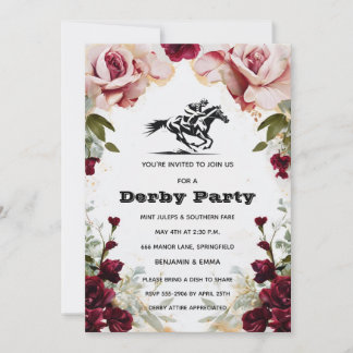 Invitación Floral Kentucky Derby Party Invitation Horse Racin