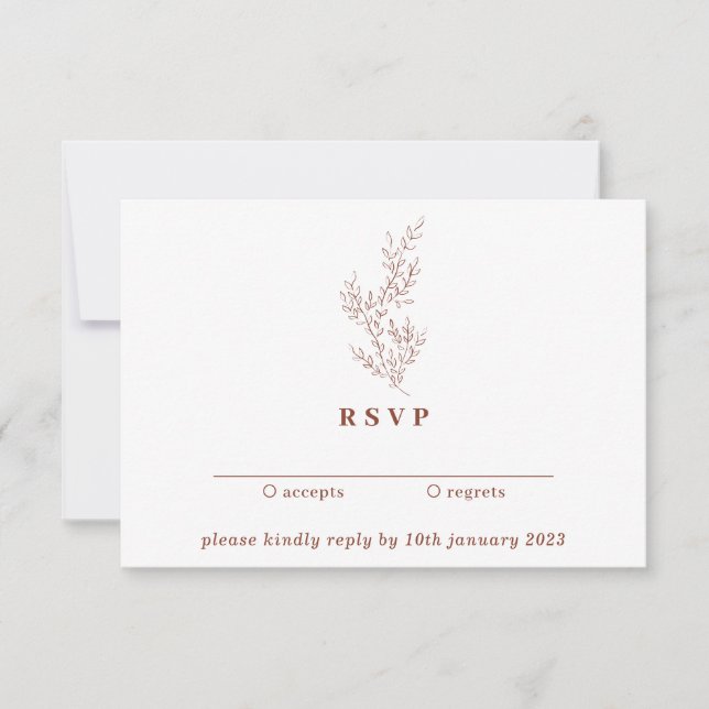 Invitación Floral Kindly Responder Terracotta Boho Otoño (Anverso)