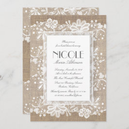 Invitación Floral Lace y Burlap Elegante Ducha Bridal