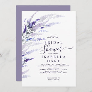 Invitación Floral Lavanda Botánica Lilac Boho Ducha Bridal