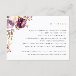 Invitación Floral Lavanda Rubor Elegante Detalles de la Boda