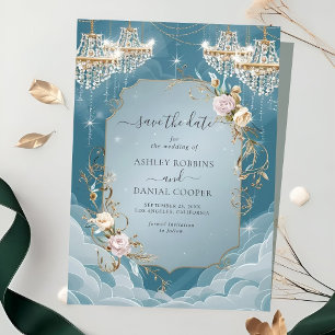 Invitación Floral Lavish De Candelier Sparkly Guardar La Fech