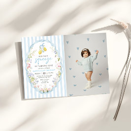 Invitación Floral Lemon  Our Main Squeeze Birthday Invitation