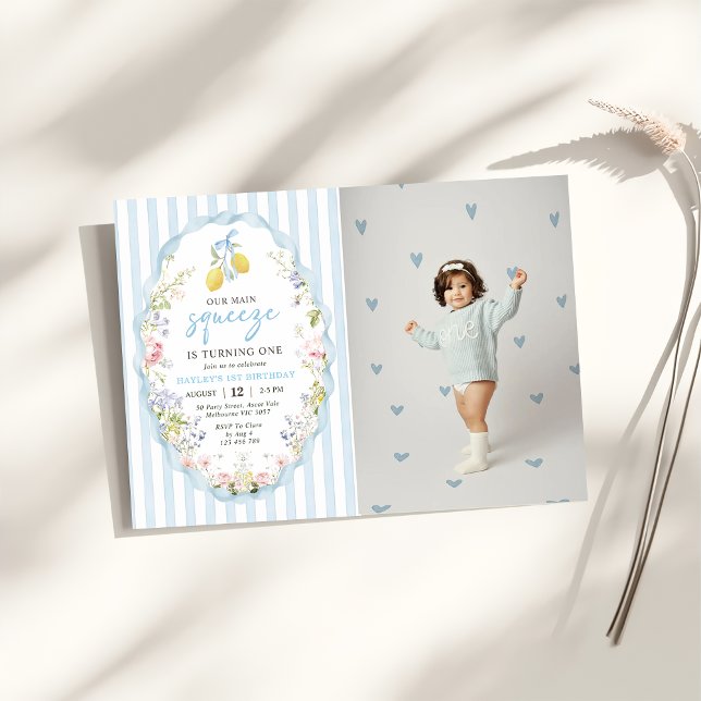 Invitación Floral Lemon  Our Main Squeeze Birthday Invitation (Subido por el creador)