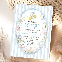Invitación Floral Lemon Our Main Squeeze Birthday Invitation