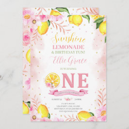 Invitación Floral Lemonade Primer cumpleaños