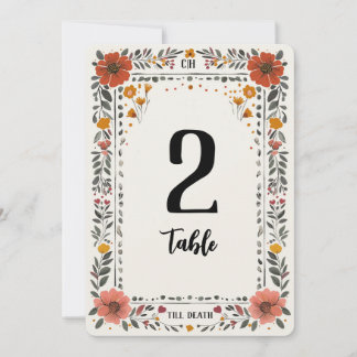 Invitación Floral Letterpress Table Number