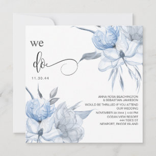 Invitación *~* Floral Light Blue Bouquet AR15 QR BODA RSVP