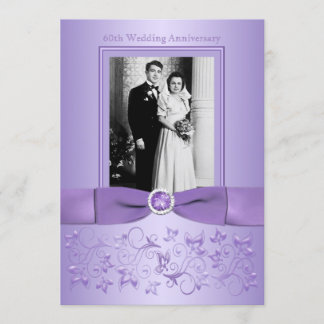 Invitación Floral Lila por 60º Aniversario de Boda
