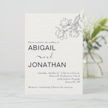 Floral Line Art Minimal-cuchara Boda de marfil