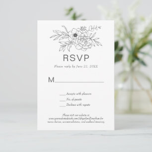 Invitación Floral Line Art Simple Bespoke Classic RSVP