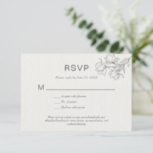 Invitación Floral Line Art Simple Bespot Classic Ivory Horiz