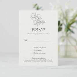 Invitación Floral Line Art Simple Bespot Classic Ivory RSVP