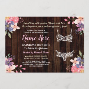 Invitación Floral Lingerie Shower Invitan a la fiesta nupcial